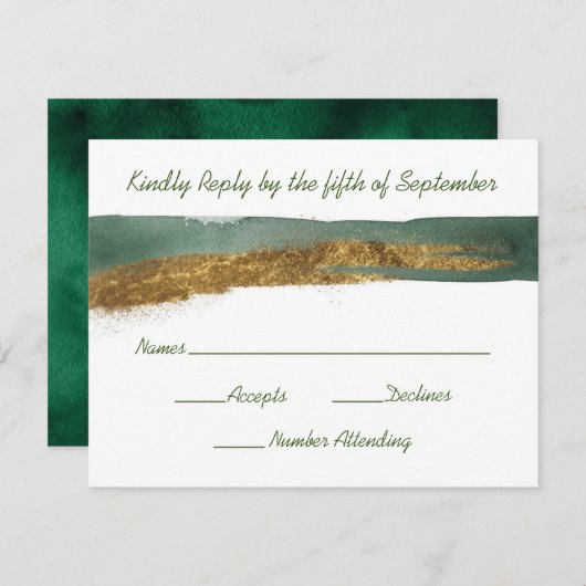 Emerald Waterverf met Gold Reply Card (Voorkant / Achterkant)