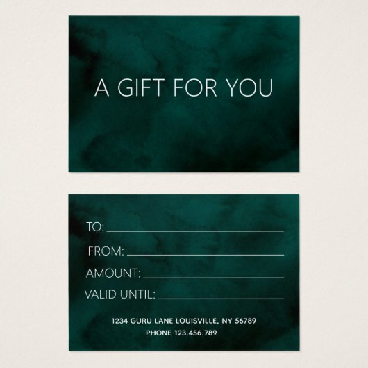 Emerald Waterverf Monogram Gift Kaart – Aangepast (Voorkant /achterkant)