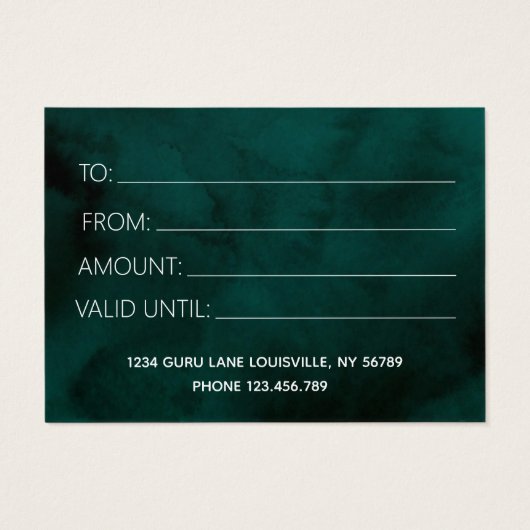 Emerald Waterverf Monogram Gift Kaart – Aangepast (Achterkant)