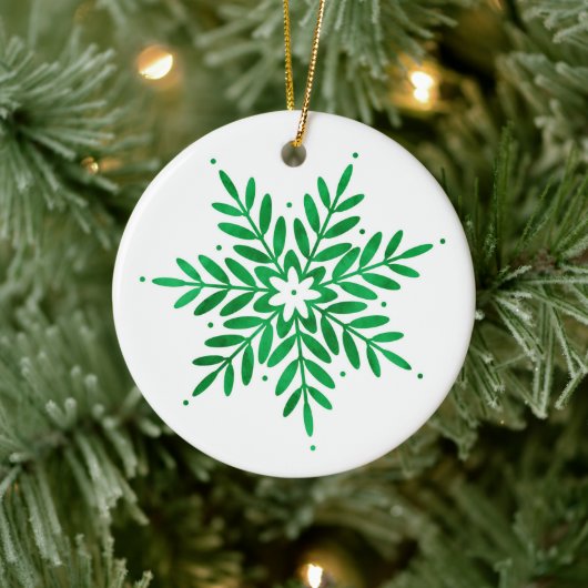 Emerald Waterverf Snowflake Keramisch Ornament (Boom)