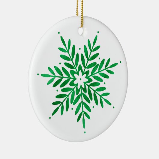 Emerald Waterverf Snowflake Keramisch Ornament (Rechts)