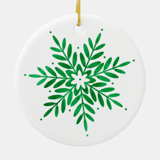 Emerald Waterverf Snowflake Keramisch Ornament (Achterkant)