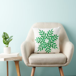 Emerald Waterverf Snowflake Kussen