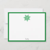 Emerald Waterverf Snowflake Notitiekaartje (Voorkant)