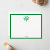 Emerald Waterverf Snowflake Notitiekaartje (Voorkant / Achterkant in situ)