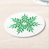 Emerald Waterverf Snowflake Ronde Kartonnen Onderzetter (Gebogen)