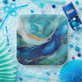 Emerald Waves: een symfonie in blauw en groen Papieren Bordje (Feest)
