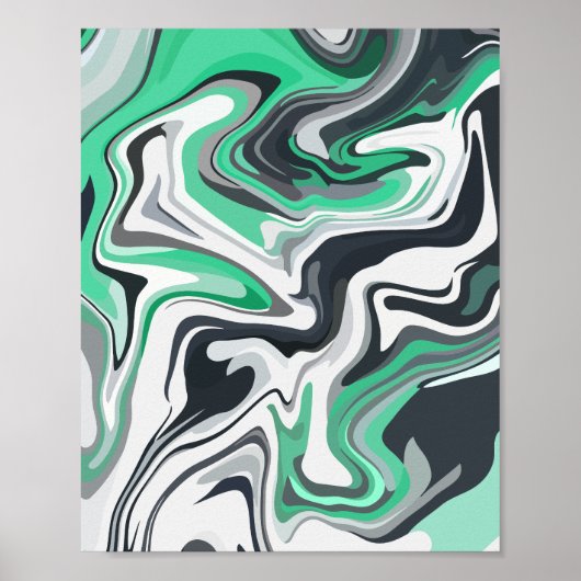Emerald Waves in Abstracte vloeiende kunst Poster (Voorkant)