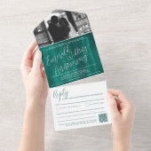 Emerald Wedding 55th foto QR code optie RSVP All In One Uitnodiging (Afscheurbaar)