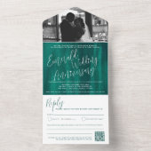 Emerald Wedding 55th foto QR code optie RSVP All In One Uitnodiging (Binnen)