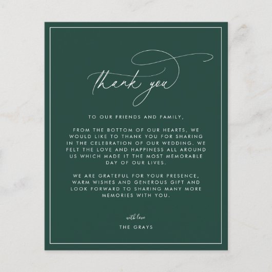 Emerald Wedding Bedankt kaart (Voorkant)