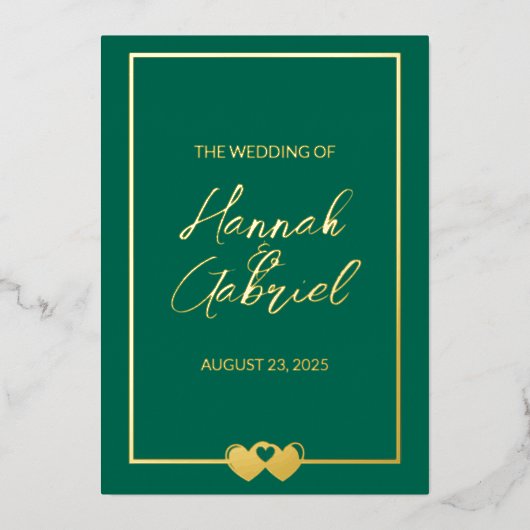 Emerald Wedding Folie Invitation Uitnodiging (Voorkant)