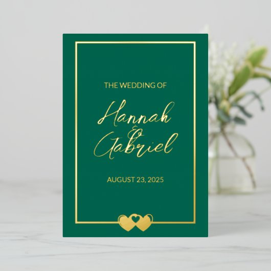 Emerald Wedding Folie Invitation Uitnodiging (Staand Voorkant)