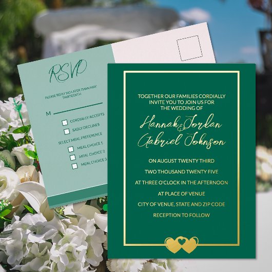 Emerald Wedding Folie RSVP Invitation Briefkaart