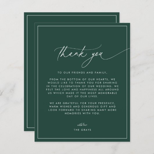 Emerald Wedding Foto Hartelijk dank (Voorkant / Achterkant)