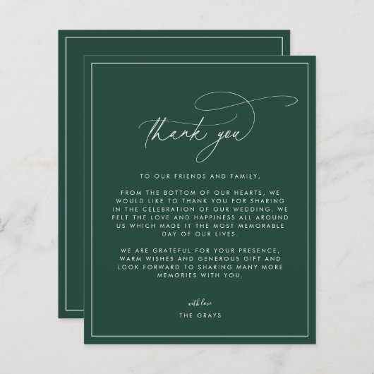 Emerald Wedding Foto Hartelijk dank (Voorkant / Achterkant)