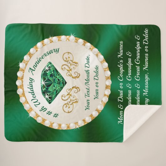Emerald Wedding Jubileum Gifts for Parents Sherpa Deken (Voorkant (horizontaal))