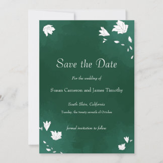 Emerald Wedding Waterverf floral Save the Date