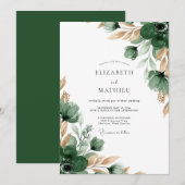 Emerald Weelderige Bloeiende Bruiloft Kaart (Voorkant / Achterkant)