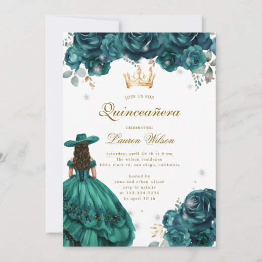 Emerald Western Wonderland Quinceanera Uitnodiging (Voorkant)