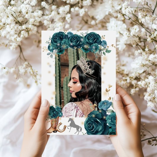 Emerald Western Wonderland Quinceanera Uitnodiging