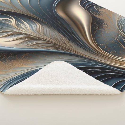 Emerald Whisper - Blauwgroen en gouden Abstracte k Sherpa Deken (3/4)