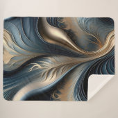 Emerald Whisper - Blauwgroen en gouden Abstracte k Sherpa Deken (Voorkant (horizontaal))