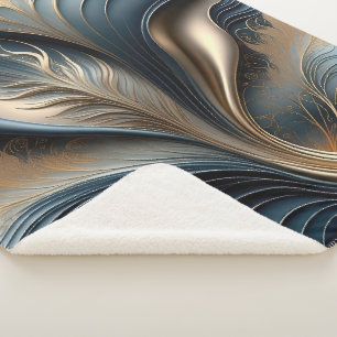 Emerald Whisper - Blauwgroen en gouden Abstracte k Sherpa Deken