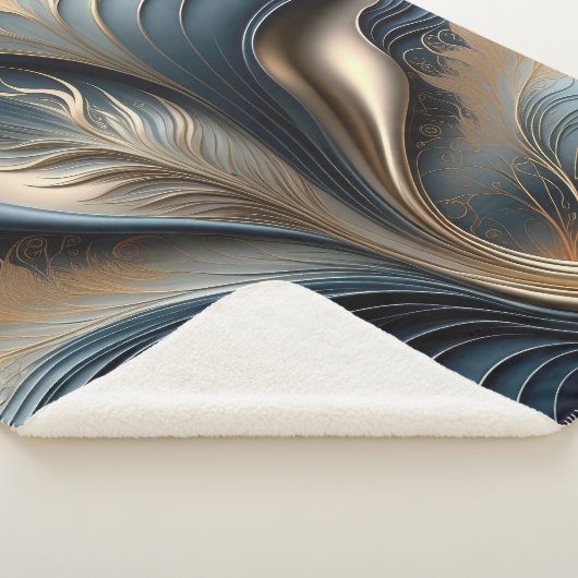 Emerald Whisper - Blauwgroen en gouden Abstracte k Sherpa Deken (3/4)