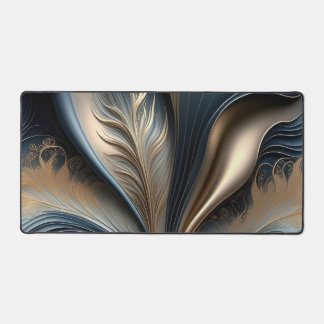 Emerald Whisper - Turquoise - Gouden Abstracte Blo Bureaumat