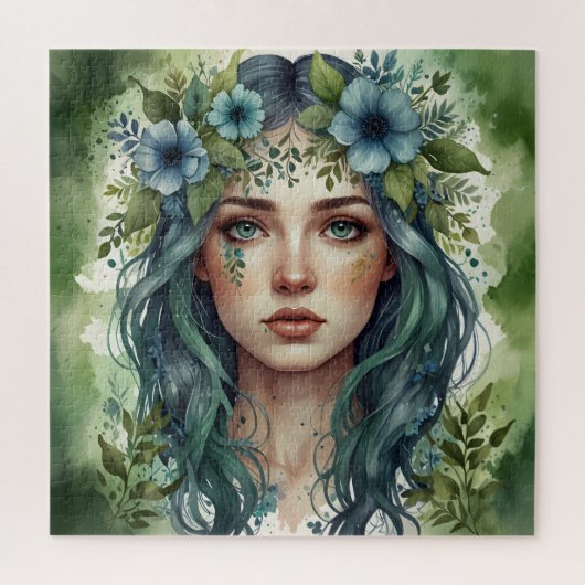 Emerald Whispers Portret van een vrouw Legpuzzel (Verticaal)
