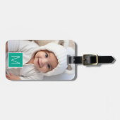 Emerald & White 1 Aangepast fotocollage-monogram Bagagelabel (Voorkant horizontaal)