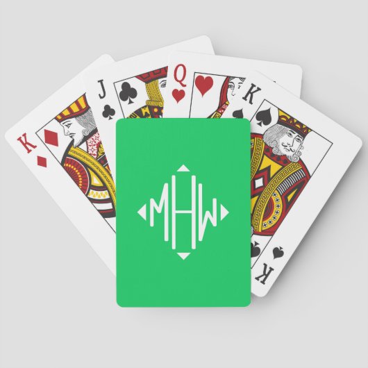 Emerald White 3Init Diamond Monogram Lettertype do Pokerkaarten (Achterkant)