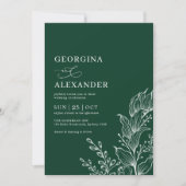 Emerald White  Botanical Floral Wedding Kaart (Voorkant)