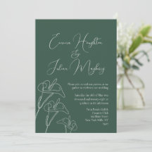 Emerald White Calla Lily Calligraphy Wedding
