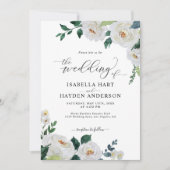 Emerald White Elegant Floral Waterverf Wedding Kaart (Voorkant)
