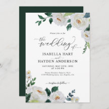 Emerald White Elegant Floral Waterverf Wedding