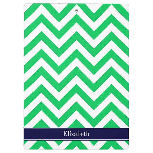 Emerald White LG Chevron Navy Blue Name Monogram Klembord (Achterkant)