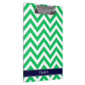 Emerald White LG Chevron Navy Blue Name Monogram Klembord (Rechts)