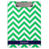 Emerald White LG Chevron Navy Blue Name Monogram Klembord (Voorkant)