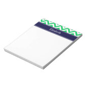 Emerald White LG Chevron Navy Blue Name Monogram Notitieblok (Linkerzijde)