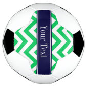 Emerald White LG Chevron Navy Blue Name Monogram Voetbal (Gedraaid)