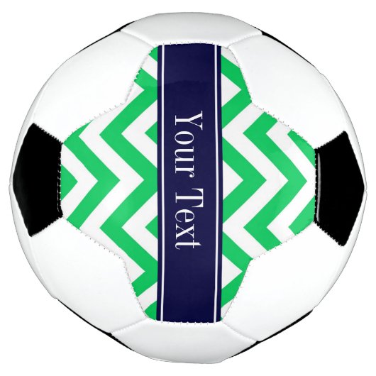 Emerald White LG Chevron Navy Blue Name Monogram Voetbal (Gedraaid)