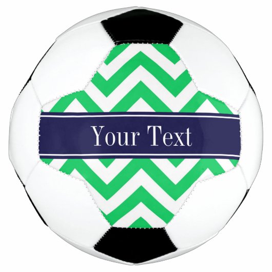 Emerald White LG Chevron Navy Blue Name Monogram Voetbal (Voorkant)