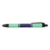 Emerald White LG Chevron Navy Blue Name Monogram Zwarte Inkt Pen (Bovenkant)