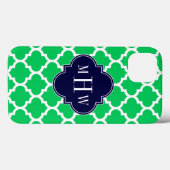 Emerald White Moroccan #5 Navy 3 Initiaal Monogram Case-Mate iPhone Case (Achterkant (horizontaal))