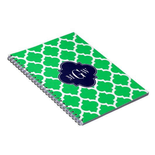 Emerald White Moroccan #5 Navy 3 Initiaal Monogram Notitieboek (Rechterzijde)