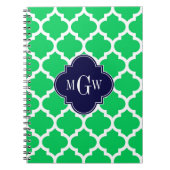 Emerald White Moroccan #5 Navy 3 Initiaal Monogram Notitieboek (Voorkant)