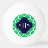 Emerald White Moroccan #5 Navy 3 Initiaal Monogram Pingpongbal (Achterkant)