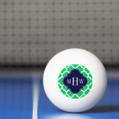 Emerald White Moroccan #5 Navy 3 Initiaal Monogram Pingpongbal (Net)